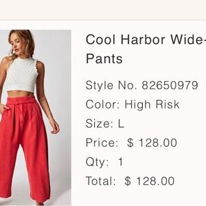 Free people cool harbor wide leg pant